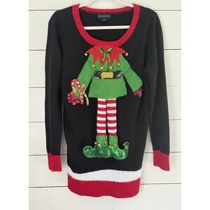 Blizzard Bay Women's Ugly Christmas Elf Sweater Long 3-D Size Large